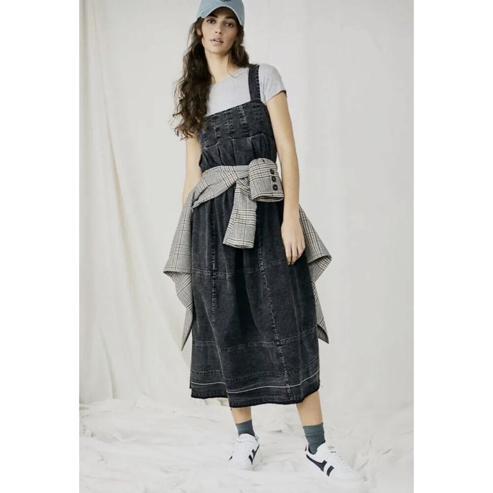 NWT Free People Black Denim Wash Midi Dress Woman’s Size Medium